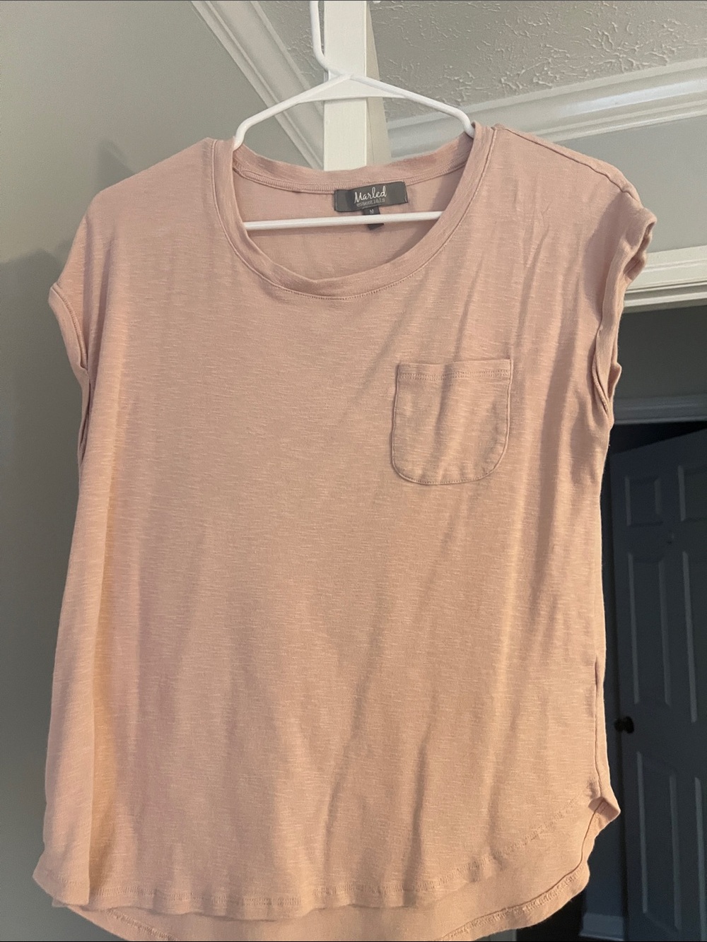 Marled Dusty Blush Pocket Tee - Women’s Short Sleeve